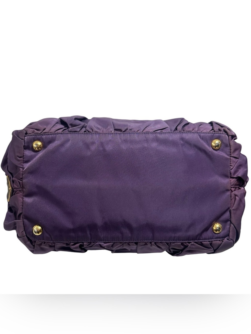 Prada Viola Purple Tessuto Nylon & Leather Pleated Tote Bag - Picture 6 of 16